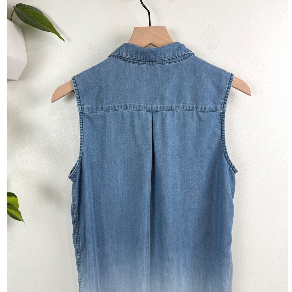 Beachlunchlounge Ombre Denim Shirt Dress Womens Medium Blue Sleeveless Lyocell - Picture 6 of 8